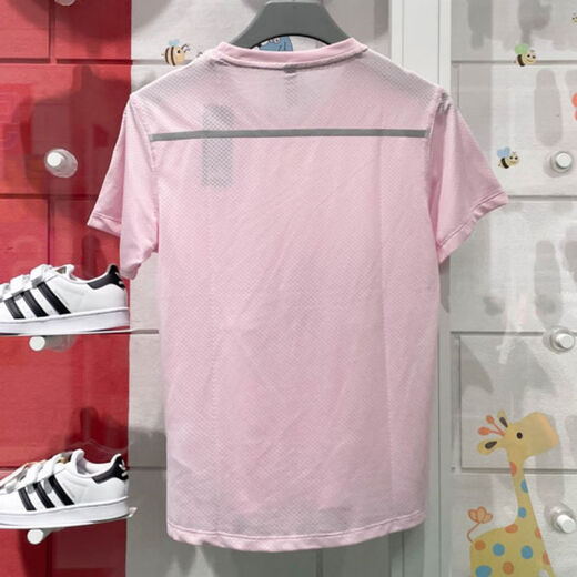 阿迪达斯 （adidas）短袖T恤女装2025夏季新款透气速干运动服跑步训练健身圆领上衣 JF1478粉色 M