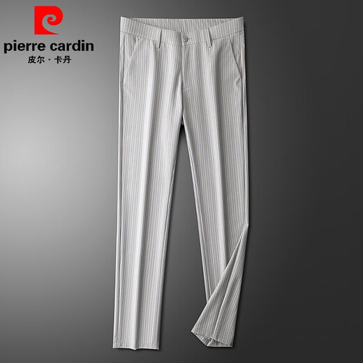 皮尔卡丹（pierre cardin）裤子夏季男款2025新休闲裤男修身条纹裤子男薄款休闲西裤显瘦商务 灰色 【RE24-A-829】 29