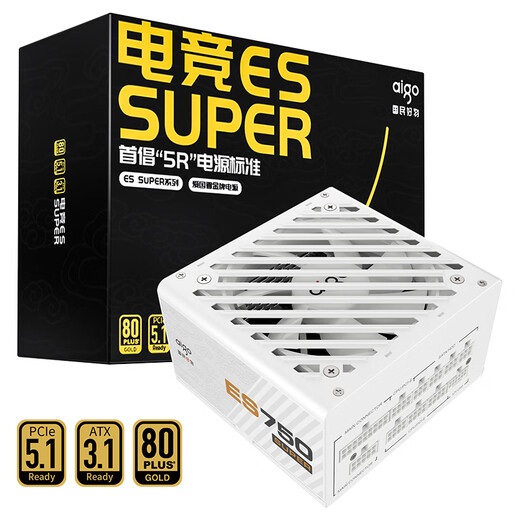 Patriot Esports ES750W/850W SUPER Goldmedaille, Vollmodul, Desktop-Computer-Host-Netzteil, japanischer Kondensator, ATX3.1, geprägtes Kabel, ES750W SUPER Goldmedaille, Vollmodul, ATX3.1, weiß