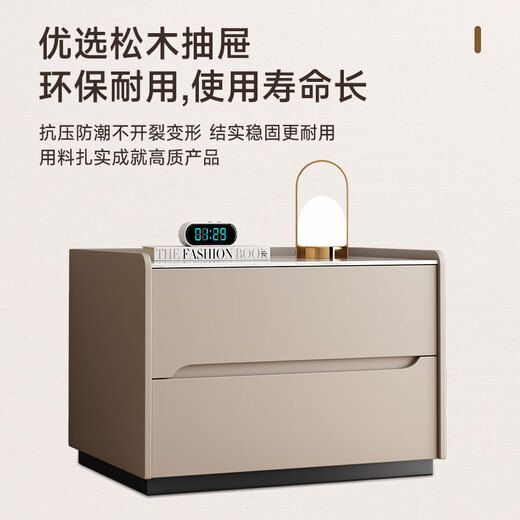 LUOSEN slate bedside table modern simple light luxury high-end bedroom installation-free bedside table light gray