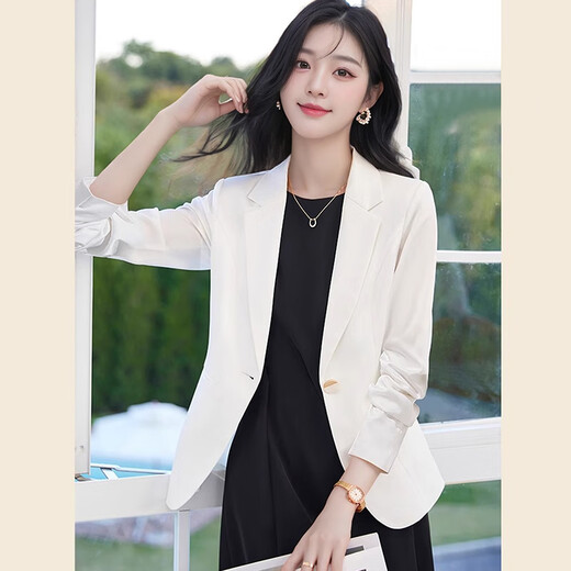Troman white suit jacket for women in spring and autumn, high-end professional wear, women's temperament, commuter OL casual small suit top