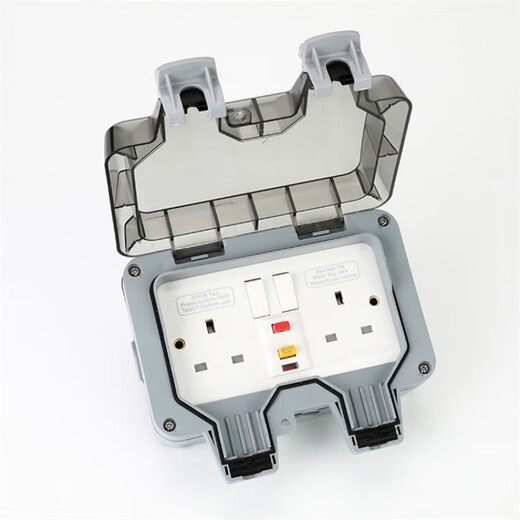 Customized suitable waterproof socket for outdoor rain protection IP66 British leakage protection British standard 13A outdoor waterproof industrial 2-position British standard socket (with switch and no light)