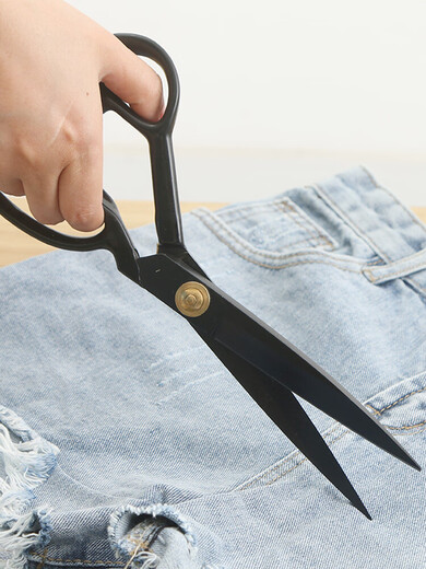 Zhang Xiaoquan scissors, household clothing scissors, tailor's scissors, sewing special cutting tools, large scissors for cutting clothes, Quan 10-inch white-blade yarn-feeding scissors, wooden ruler for marking