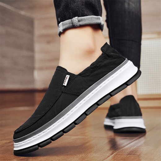 Chaussures pour hommes Jeep Printemps et automne léger respirant des chaussures de toile de pédale d'un pied Foot's Foot Sole Sole Casual Chores non glissa Lazy Driving Chaussures Black (Sports Taille) 41