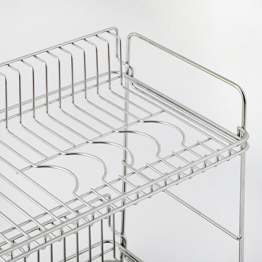 MUJI stainless steel double-layer drain basket kitchen rack bowl rack countertop dish rack sink storage rack