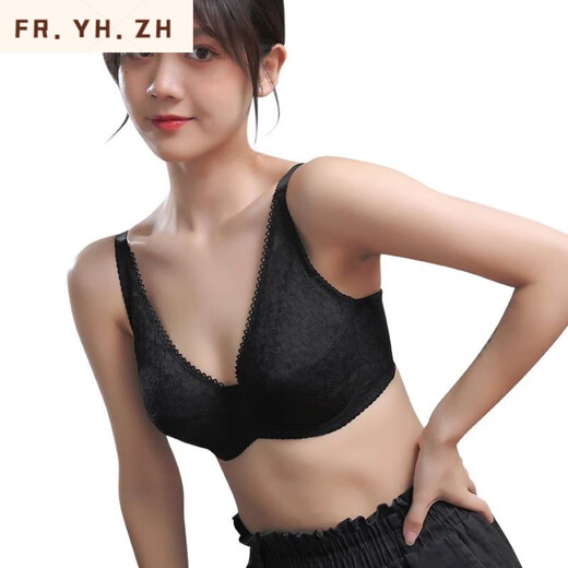 FR.YH.ZH紫兰蒂 全罩杯薄款大码蕾丝调整型侧收副乳内衣文胸7373 杏肤 75E