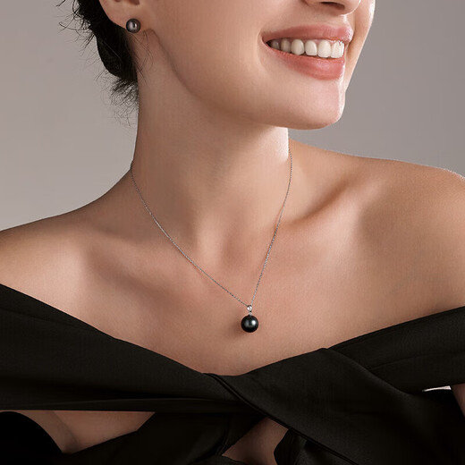 Tahitian classic 18K gold black pearl pendant 10-11mm high light seawater pearl necklace high jewelry