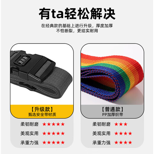 STRACH LEHUO VOLAGE STRAP CONDUCTION CONDUCTION STOCHES DE FONDUCTION AVEC LUGGAGE PROTECTION DES BROPES COMBORD CABLE BANDAGE À LA CORDE DE CORDE BANDAGE BANDAGE Mot de passe de mot de passe - Gray