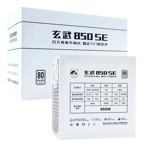 驿晨宇玄武850SE玄武850kill玄武850W电脑电源 峰值1200W/日系主电容/DC-DC超核负载 台式机主机电源850W 玄武850SE白色（850W铜牌） 电源标配配件周全【附电源安装包】