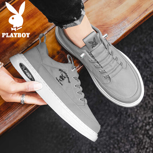Playboy (Playboy) zapatos para hombres 2025 zapatos de lona de verano zapatos de moda zapatos casuales transpirables para hombres gris 41
