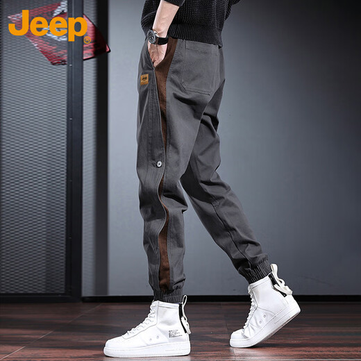 JEEP Casual Pants Men's Autumn and Winter Loose Leg Work Pants Men's Trendy and Versatile Men's Pants Gray 2XL