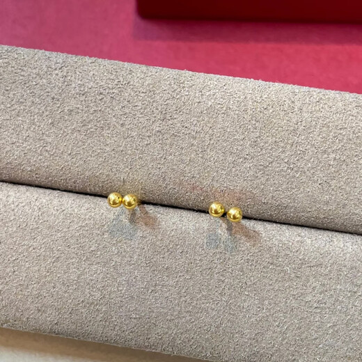 Vatican-made old Phoenix gold shop style ear piercing hypoallergenic small golden beans mini gold beads gold-plated small earrings pure earrings 4mm frosted small golden beans hypoallergenic