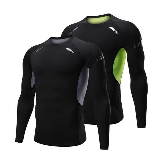 NIUKAILE running long-sleeved T-shirt men's spring and summer quick-drying breathable tight-fitting basketball sports training casual sports fitness top elite long-sleeved M