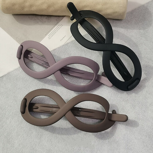Jisenjia's Hair Artifact One-word Clip, Simple and Versatile Hairpin, Hairpin on the Back of the Head, Female Adult Hair Accessories, Headwear, High-end Clip, Eight-Character Clip, Purple Gray