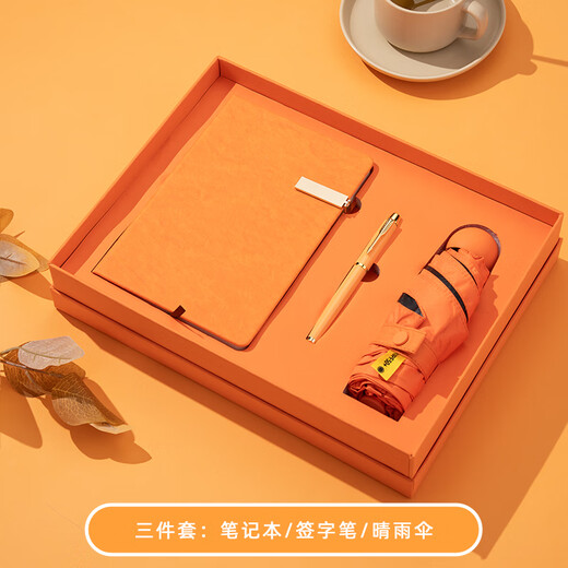 乐礼公司伴手礼商务礼品定制送客户实用高档礼盒企业活动纪念品套装 贵族白-保温杯+伞+白按摩仪420ml