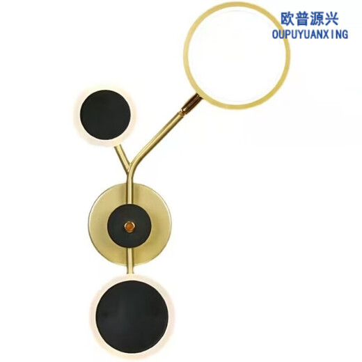 
Opuyuanxing wall lamp bedroom bedside lamp modern simple Nordic creative living room background wall lamp corridor light luxury LED lamp YX1049 black 38m+ warm light