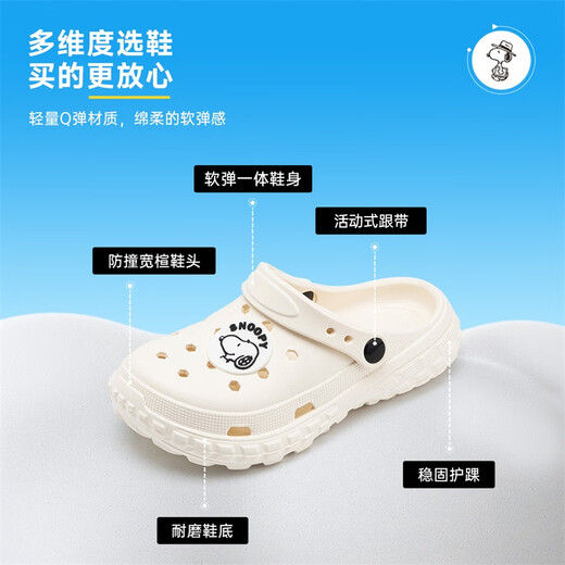 SNOOPY史努比童鞋儿童拖鞋夏季轻便男女童花园沙滩洞洞鞋4950黑色36-37