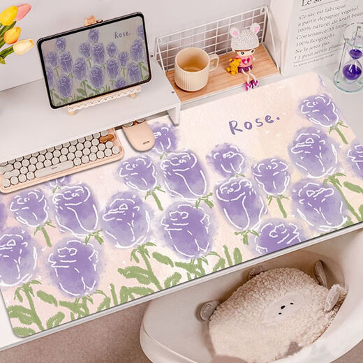 Ye yu lila Schmetterlingsblume Maus-Maus-Pad Super großes hochwertiges Mädchen Wache Computer Büro Schreibmatte Tischpolster RK-3890 丨 Lila verdickte Schließkante 57 cm * 33 cm 2mm 2mm