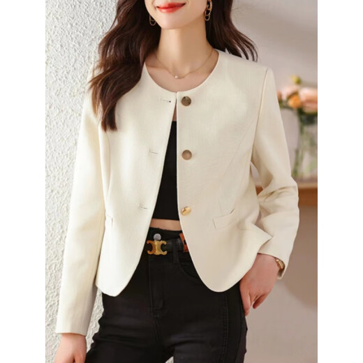 Invisible Urban 2025 Primavera y otoño Nuevo sabor pequeño chaqueta corta Slim and Temperament de estilo medio de temperamento elegante 9902M White M 85-100