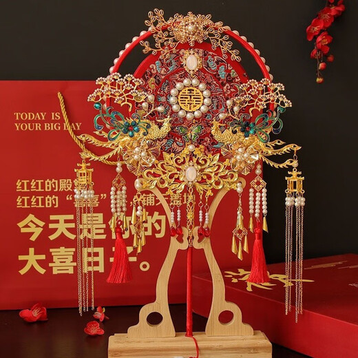 Yinchun Round Fan Braut Hochzeit DIY Materialbeutel handgehaltene Blume Hanfu Hochzeitskleid Hochzeitskleid handgefertigtes Geschenk Chinesisch Stickerei Red Dragon Muster-wissen Sie, ob große Holzlüftermaterialbeutel ein großes Holzlüfter Rack-Rack-Tasche