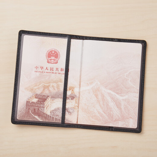 真皮护照包PASSPORT保护套超薄软牛皮护照外壳旅行证件卡包防刮花 黑色