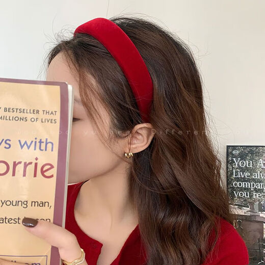 Danqin Retro New Year Red Hair Hoop Women's Heightening Headband Pressing Hair Headwear Temperament High Skull Top 2025 New Red Wide-Brim Headband