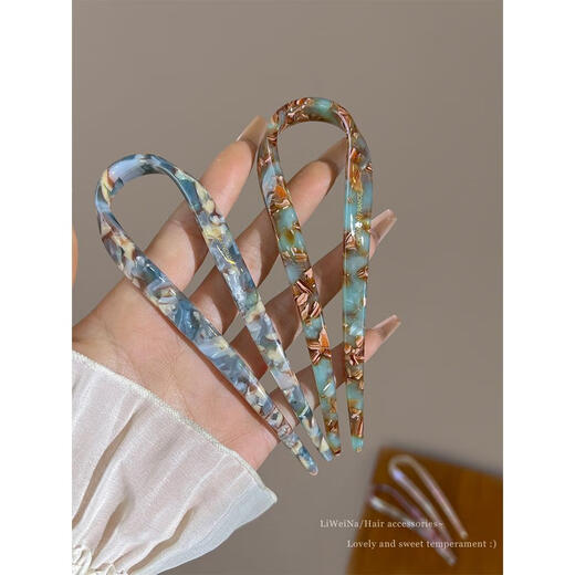 Xiao Panda's high-end acetic acid U-shaped hairpin for women, new Chinese style antique cheongsam, hairpin, horse face skirt, hairpin, hairpin, autumn and winter popular 2 pieces