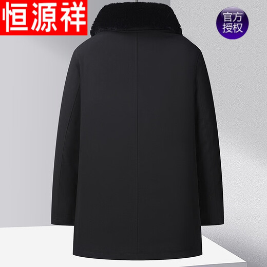Hengyuanxiang 2025 Winter Jacket Plus Velvet Thickened Dad's Cotton Clothes Middle-aged and Elderly Men's Take Off Work Out Mid-Length Cotton Clothes Men's Black 175