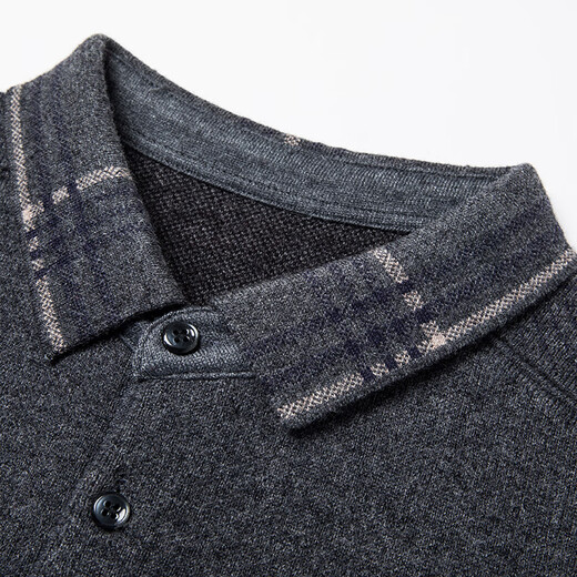 Classic Car (LAOYECHE) Merino pure wool men's lapel long-sleeved T-shirt thickened wool sweater autumn and winter versatile warm sweater sweater AN-98657 wine red 3XL recommended 175-190Jin Jin equals 0.5 kg