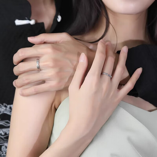 AIF Polaris 999 foot silver couple ring female couple pair ring Zhong Jiujiu birthday gift for girlfriend to give boyfriend Polaris couple pair ring + gift box/Seven warehouse delivery