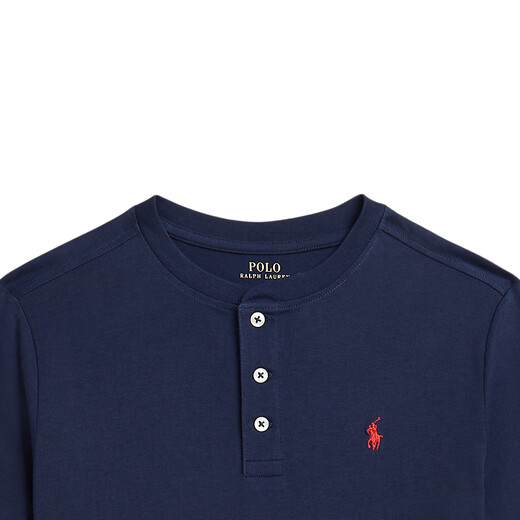 Polo Ralph Lauren Boys Classic Cotton Jersey Short Sleeve Henry Shirt 410-Dark Blue L