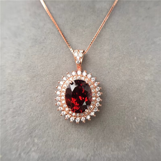 DL 1998 Fat Donglai same style 18k gold ruby pendant large carat pigeon blood red 8*10mm natural l garnet 92 wine red main stone 8*10mm rose gold