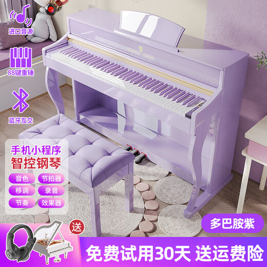 西德尔智能钢琴立式电钢琴通用版专业考级数码幼师88键重锤进口机构推荐 演奏级X75S多巴胺紫色重锤键盘 直插电款