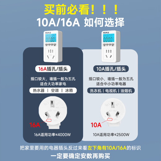 People's digital power monitor power meter socket household electricity bill electricity consumption meter 10A
