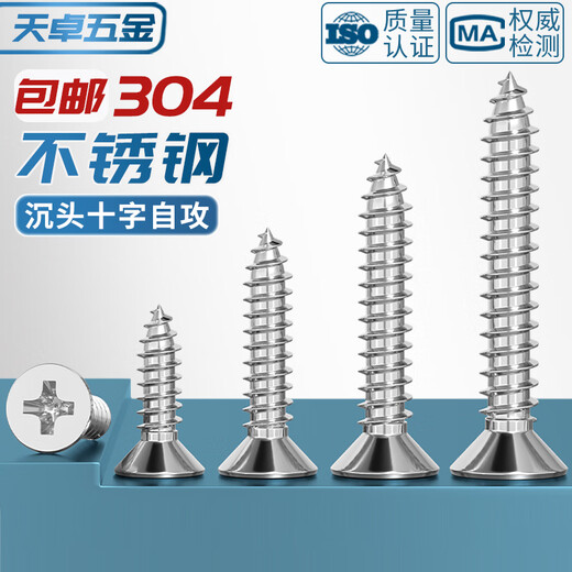Tianzhuo Hardware 304 stainless steel cross countersunk head self-tapping screws flat head wood screws extended screws M1M2M3M3.5M4M5M6 M4*35 20 pieces