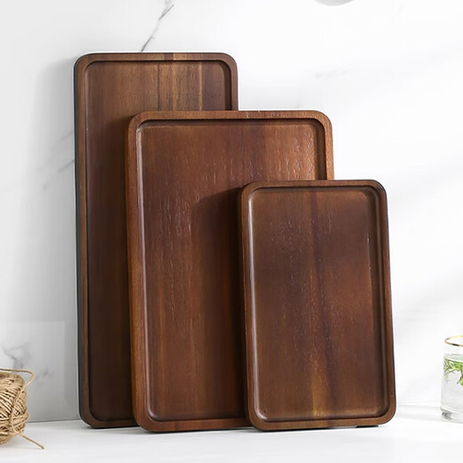 Punol Japanese-style home acacia wood solid wood rectangular tray wooden cup holder water cup tea tray storage plate dinner plate large acacia wood tray single