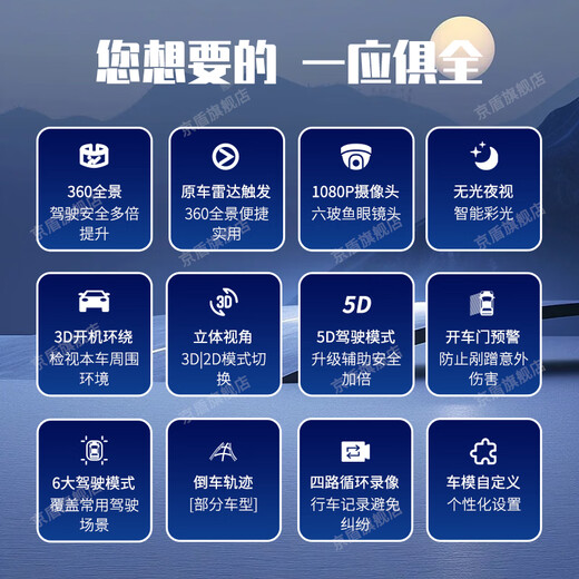 京盾适用于东风标致408/508/308/4008/5008 360度全景影像系统全车 标志其他车型360全景影像 汽车全车360度环视加装行车记录仪倒车高清