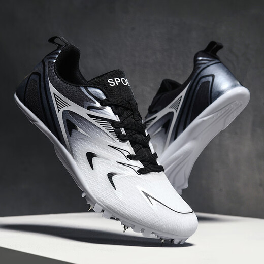 Difuni track and field spikes for female professional sprint students high school entrance examination competition spike shoes for girls long jump candidates track and field running shoes white powder eight spikes standard size 38