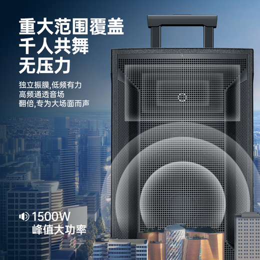 Manlong square dance audio high-power wireless microphone Bluetooth musical instrument Internet celebrity live broadcast mobile outdoor high-end karaoke machine singing trolley speaker W-12S audio dual microphone + gift package