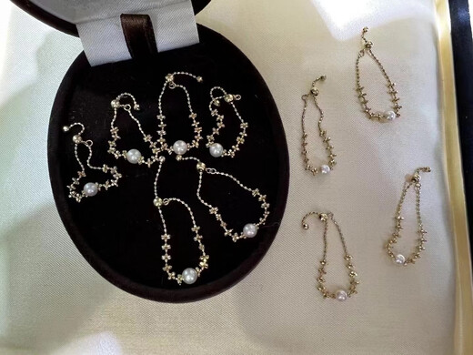 Luruo Japanese seawater akoya 18k gold lace pearl ring is perfectly round and can be pulled to adjust the ring circumference 18k gold lace ring imported from Japan 5-6mm