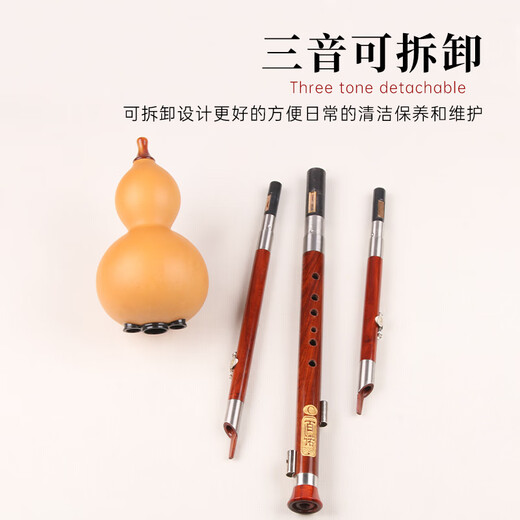 百诺原生态天然葫芦丝乐器成人降b调专业演奏小学生c调初学者入门乐器 硬嘴红木管降b调【全套礼品】