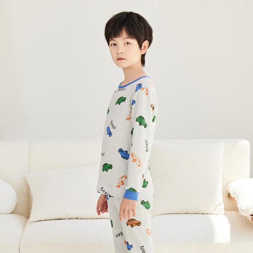
Red bean children's underwear set pure cotton men and women's middle-aged children's autumn clothes and long pants warm pajamas M1049 Hemp 170