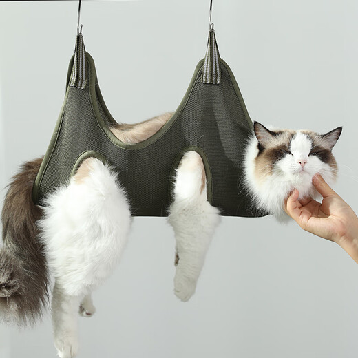 KimPets cat washing bag, cat bathing artifact, pet nail clipper fixed bag, pet hammock, anti-scratch and bite bag, hanging bag, graphite black, multi-purpose bag, bathing + nail clipping XS (suitable for 5-10 Jin Jin equals 0.5 kg)