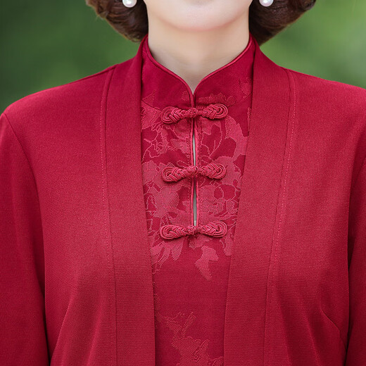 俞兆林喜婆婆婚宴装2025新款大码旗袍两件套装连衣裙高贵春秋夏结婚礼服 9277紫色 3XL （建议130-145斤）