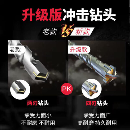 XMSJ定制电锤冲击钻头打孔混凝土穿钢筋过墙十字加长 12200方柄3支