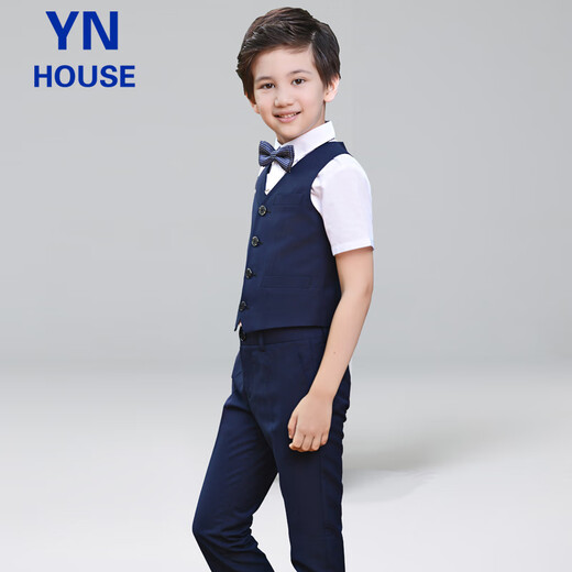 
Yinuofang children's dress suit Navy blue boy vest suit Navy blue suit 150CM