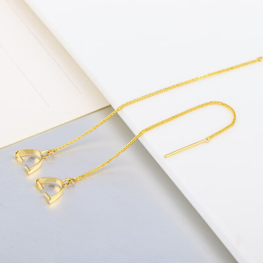 DL 1998 Fat Donglai same style 18k gold ear wire 18K gold thick needle type Chopard Au750 color gold safety buckle earrings pearls A style 6 cm 18K gold one pair 1MM