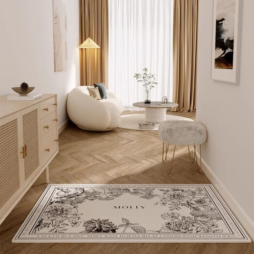 Yingzhu'er light luxury entry door floor mat, high-end feel foot mat, stain-resistant, no-wash PVC retro entry door mat, leather carpet cutting, medieval garden, curved 140X200CM, third generation texture leather