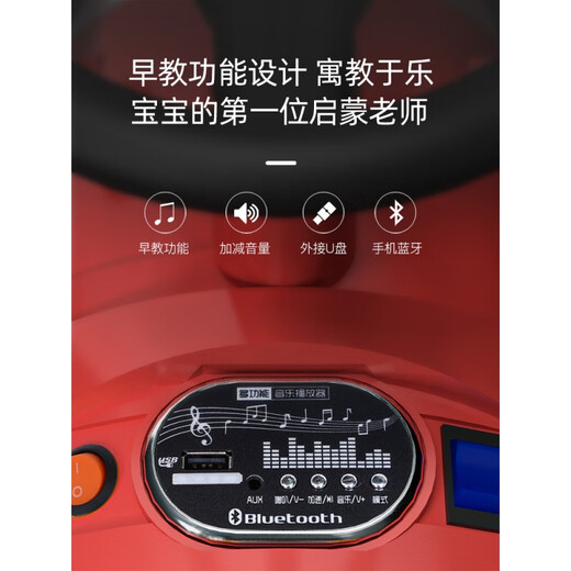 Jingga Kinderzug kann Elektroauto mit Allrad-Fernbedienungstherrich und Mädchen Doppel Baby Erwachsener Spielzeug Baby Kinderwagen 12V Dual-Wheel-Antrieb weiße Lokomotive + 2 Wagen + Musik Dual-Drive