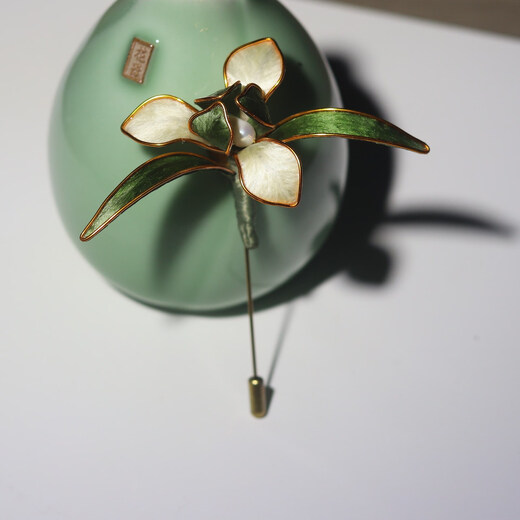 Lingchuan Intangible Cultural Heritage Cloisonné Flower Orchid Maple Leaf Brooch Antique Hanfu Cheongsam Accessories Classic Hairpin Style 1